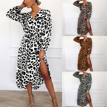 Vestido Largo con Estampado de Leopardo para Mujer