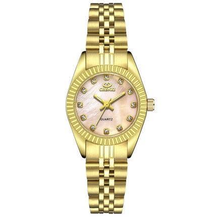 Reloj de lujo para mujer con esfera de cristal y estilo empresarial