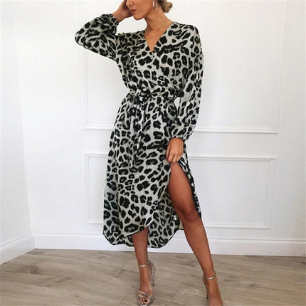 Vestido Largo con Estampado de Leopardo para Mujer