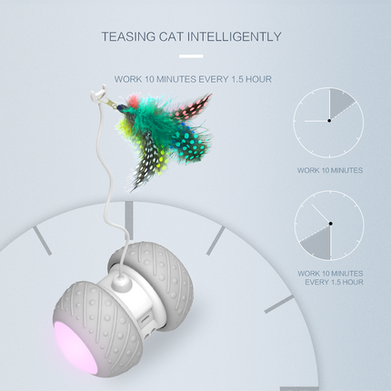 Juguete interactivo para gatos con decoración de plumas